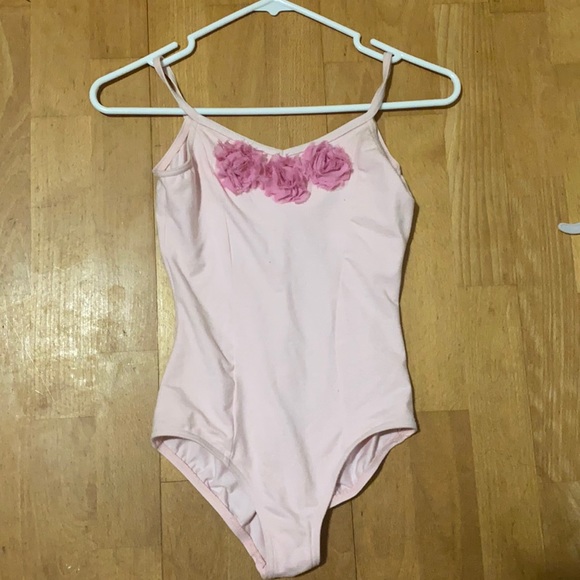 Pink Capezio Child’s Large 90% Cotton/ 10% Spandex Unitard with Flowers - Picture 1 of 2